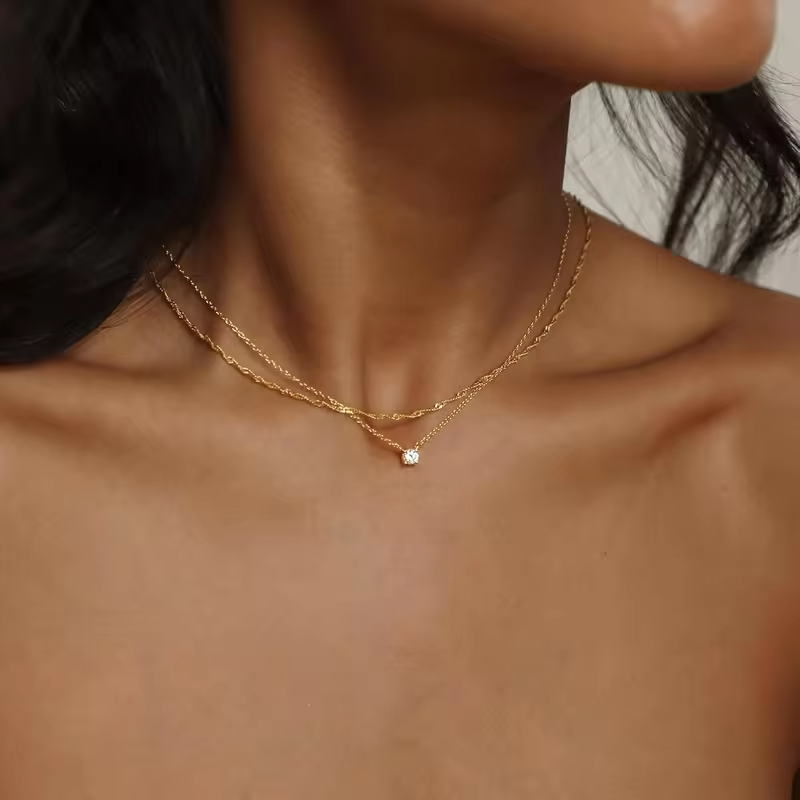 Diamond Necklaces for Women K Gold/Sterling Silver Choker Necklace Simple Gold Plated Jewelry Necklaces for Women Gifts