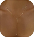 Silver Plated Necklace for Women, Dainty Gold Necklaces Gold Plated CZ Lariat Necklace for Women Boho Fashion Jewelry Womens