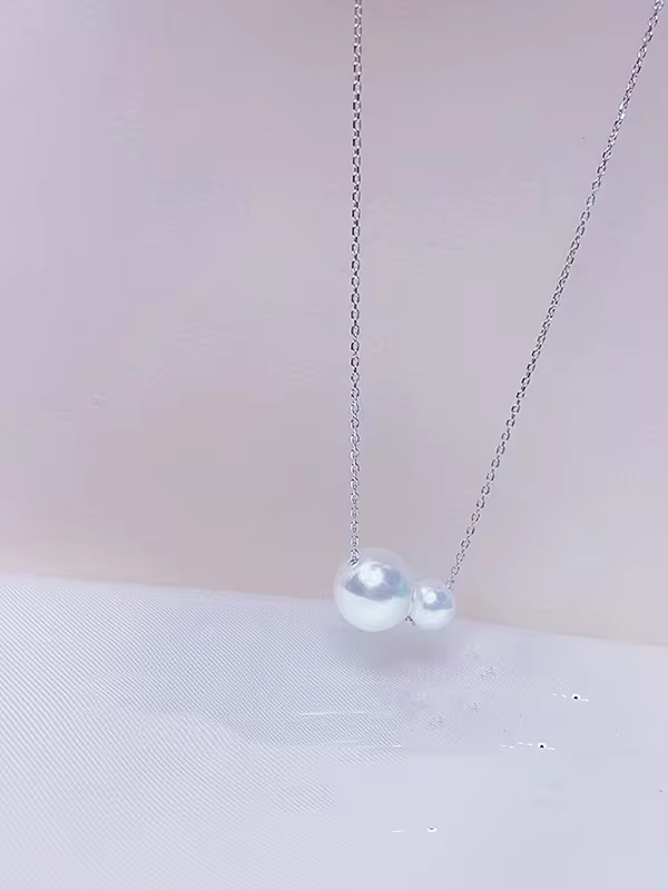 14k Gold Plated Dainty Necklace For Women Double Pearl Drop Pendant Necklace Women's Jewelry Accessories Gifts For Christmas