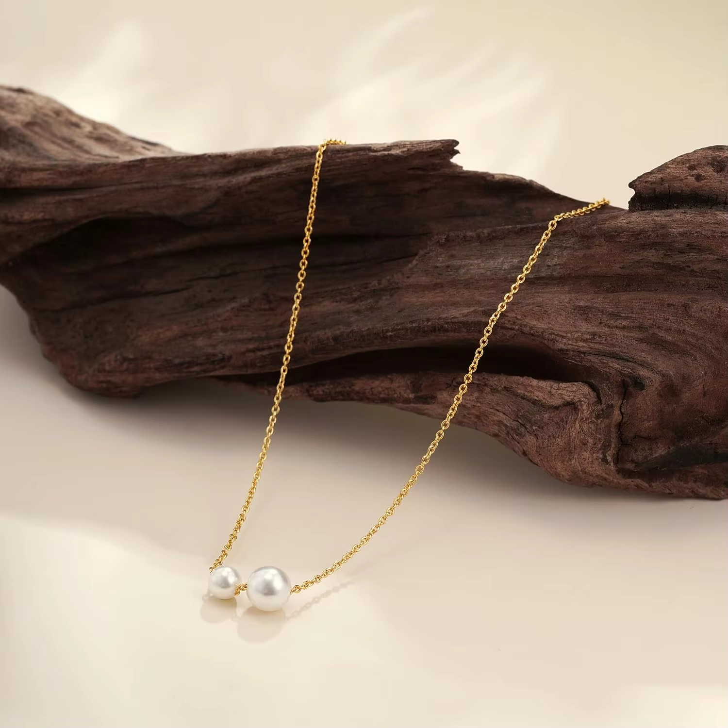 14k Gold Plated Dainty Necklace For Women Double Pearl Drop Pendant Necklace Women's Jewelry Accessories Gifts For Christmas