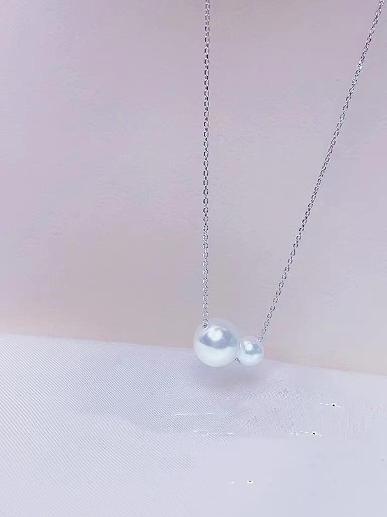 14k Gold Plated Dainty Necklace For Women Double Pearl Drop Pendant Necklace Women's Jewelry Accessories Gifts For Christmas