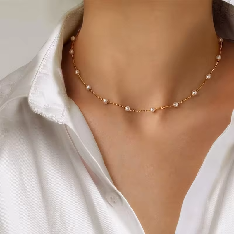 Gold Pearl Necklace for Women K Gold Plated Layered Pearl Necklaces for Women Trendy Pearl Necklace for Women Gold Jewelry Gifts
