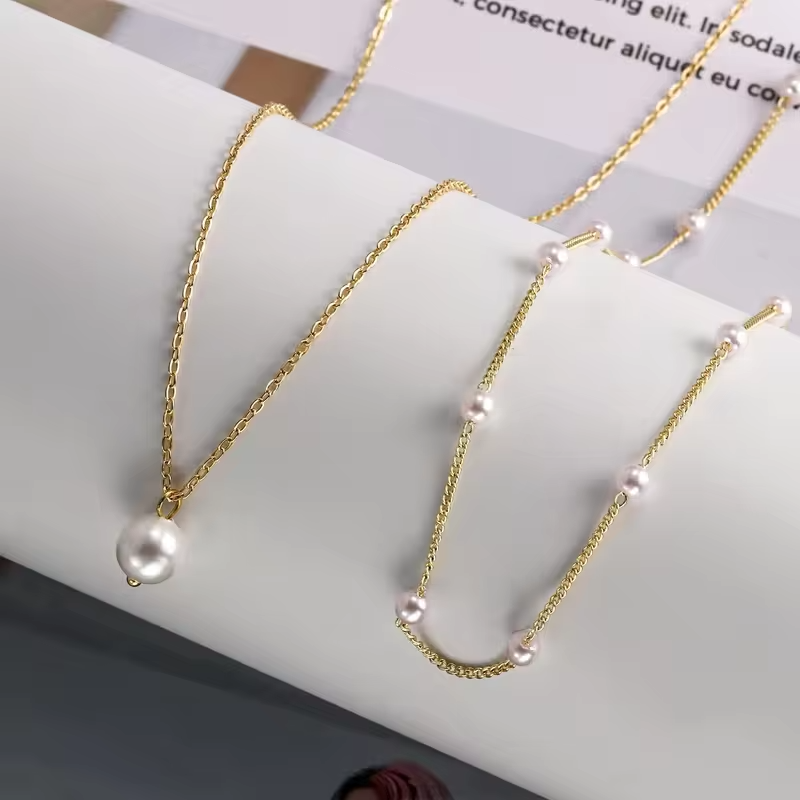 Gold Pearl Necklace for Women K Gold Plated Layered Pearl Necklaces for Women Trendy Pearl Necklace for Women Gold Jewelry Gifts