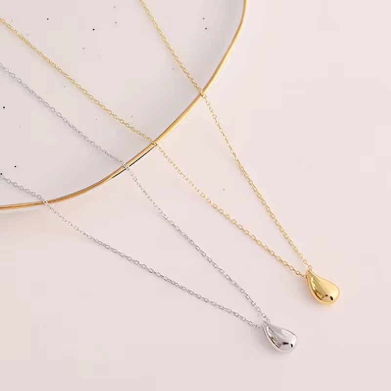Gold/Silver Plated Pear Pendant Necklace for Women | Tear Pendant Necklaces Drop Pedant Necklace for Women Birthday Gift