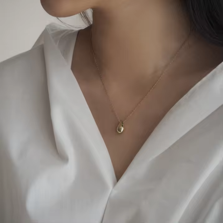Gold/Silver Plated Pear Pendant Necklace for Women | Tear Pendant Necklaces Drop Pedant Necklace for Women Birthday Gift